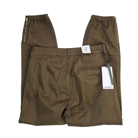 Zara Woman Medium Rise Relaxed Fit Army Chino Cargo Cropped pant Jeans Size 4 - Picture 9 of 13